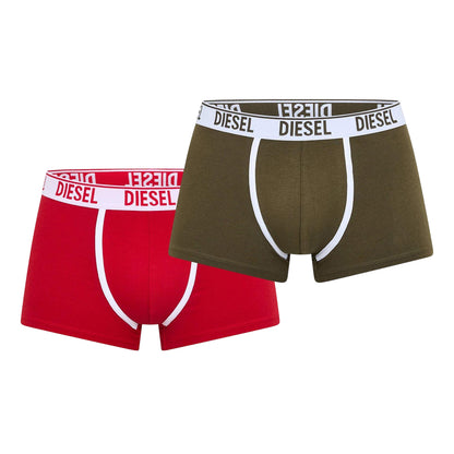 Green-Red - Front - Diesel Mens Plain Briefs (Pack of 2)