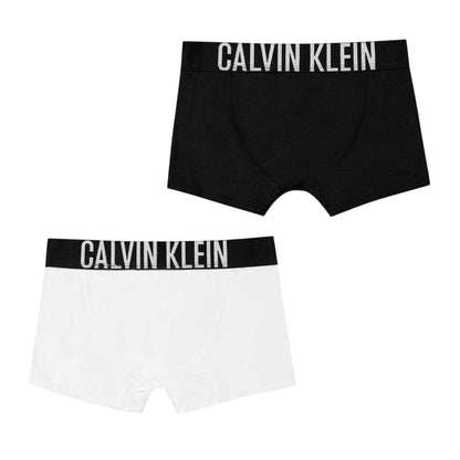 Black - Back - Calvin Klein Boys Lettering Swimming Trunks (Pack of 2)