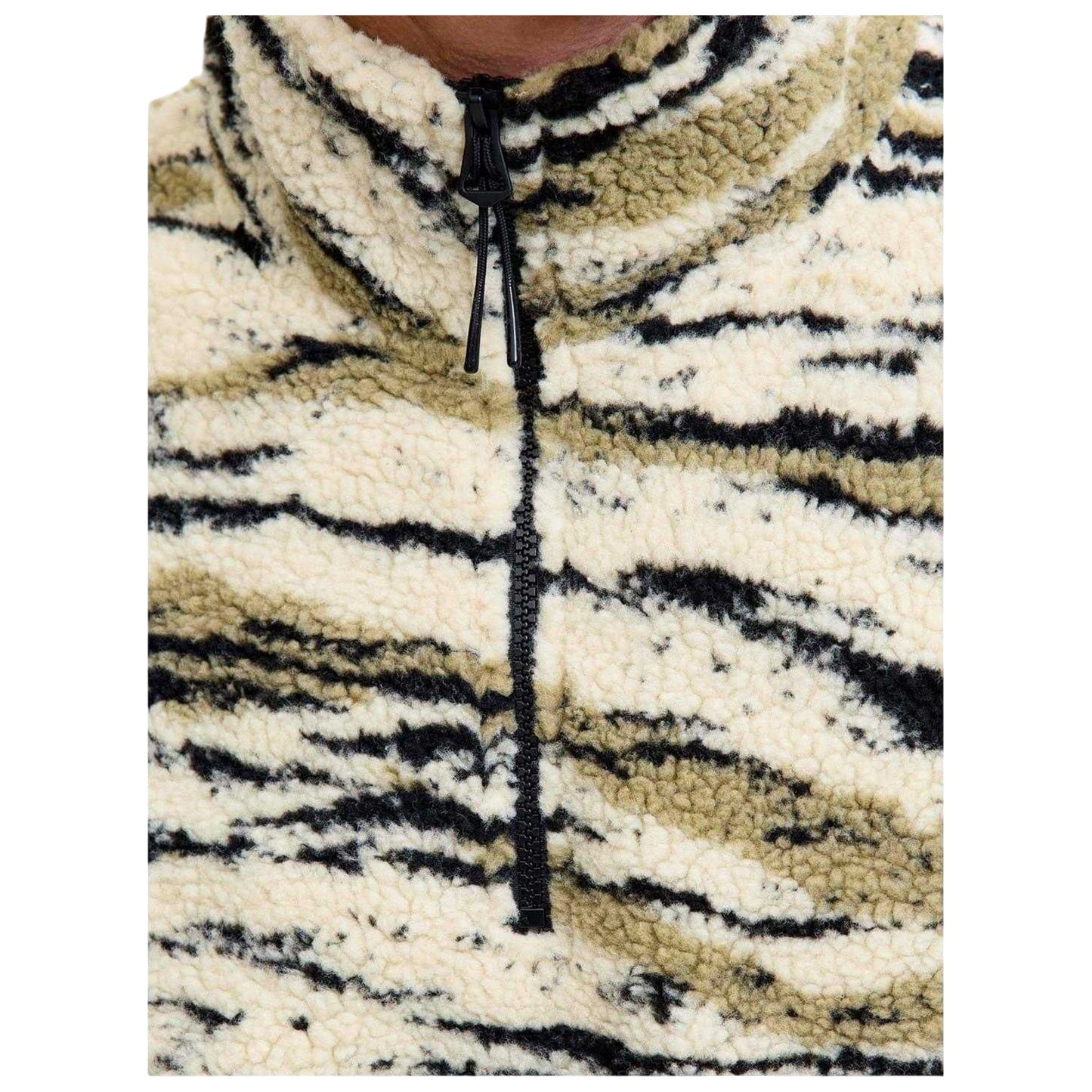 Oatmeal - Pack Shot - Jack And Jones Mens Teddy Fleece Half Zip Sweatshirt