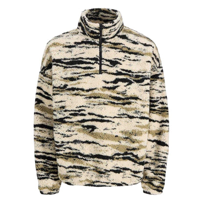 Oatmeal - Front - Jack And Jones Mens Teddy Fleece Half Zip Sweatshirt