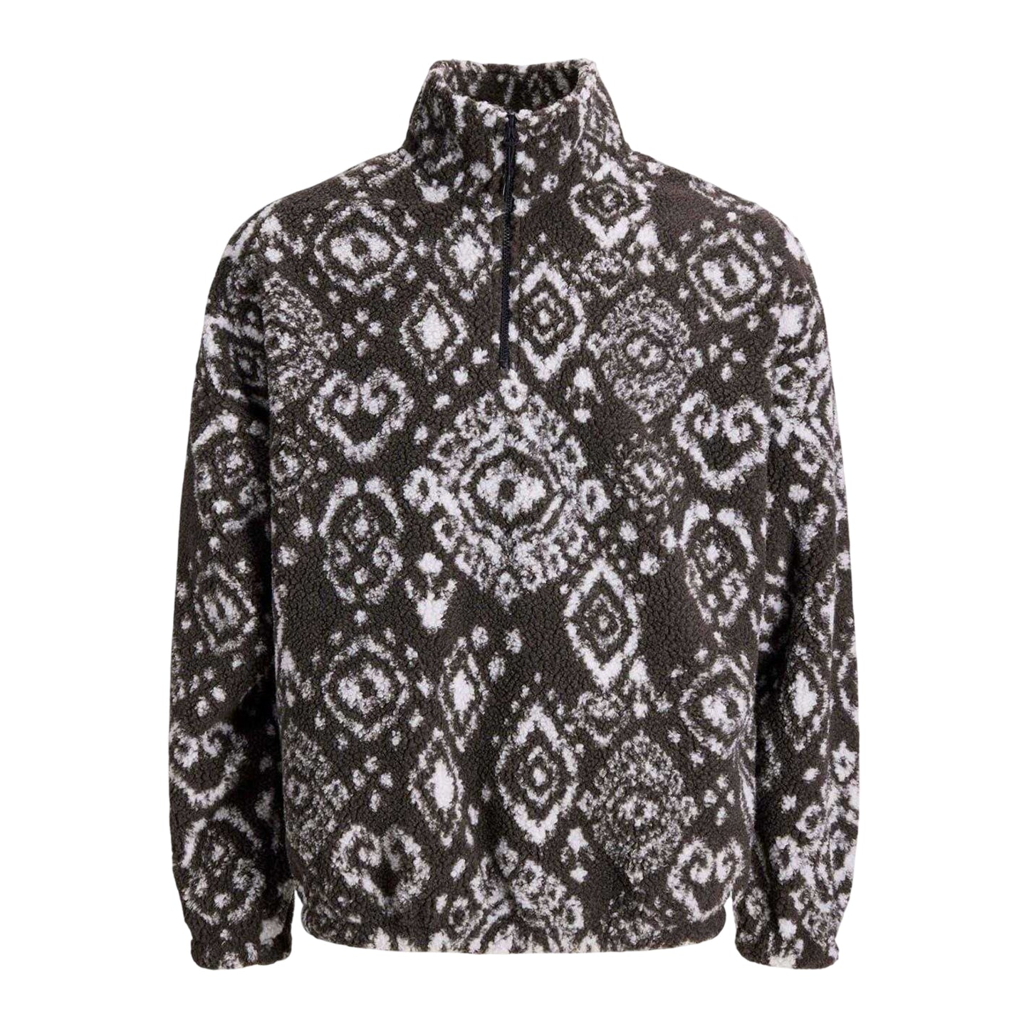 Asphalt - Front - Jack And Jones Mens Geometric Fleece Sweatshirt
