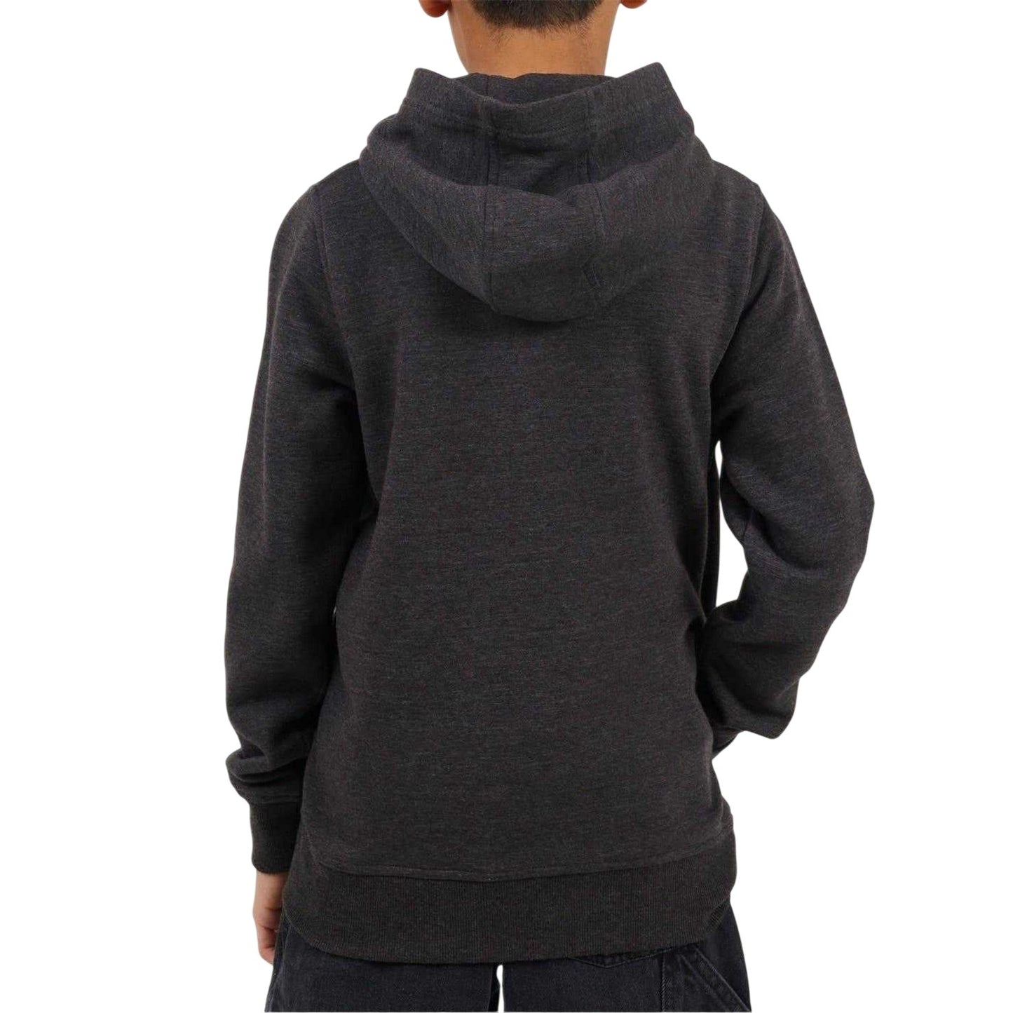 Dark Charcoal - Back - Brave Soul Boys Plain Ribbed Cuff Full Zip Hoodie