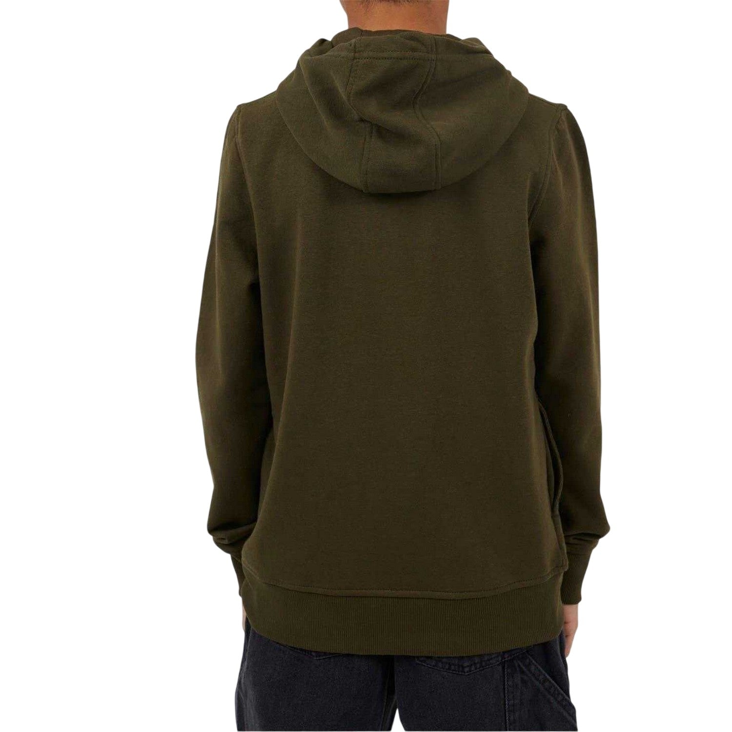 Mid Khaki - Back - Brave Soul Boys Plain Ribbed Cuff Full Zip Hoodie