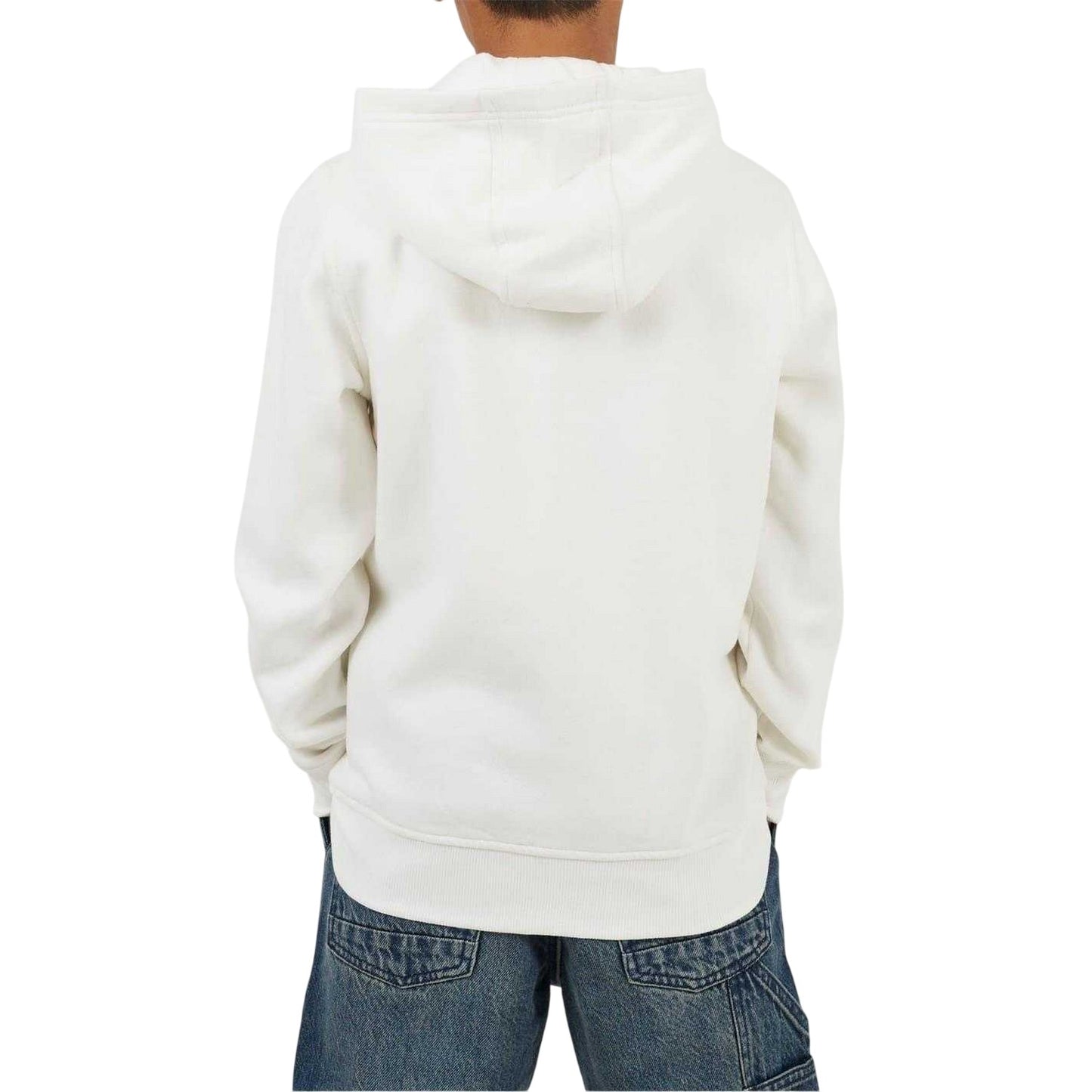 Off White - Back - Brave Soul Boys Plain Ribbed Cuff Full Zip Hoodie