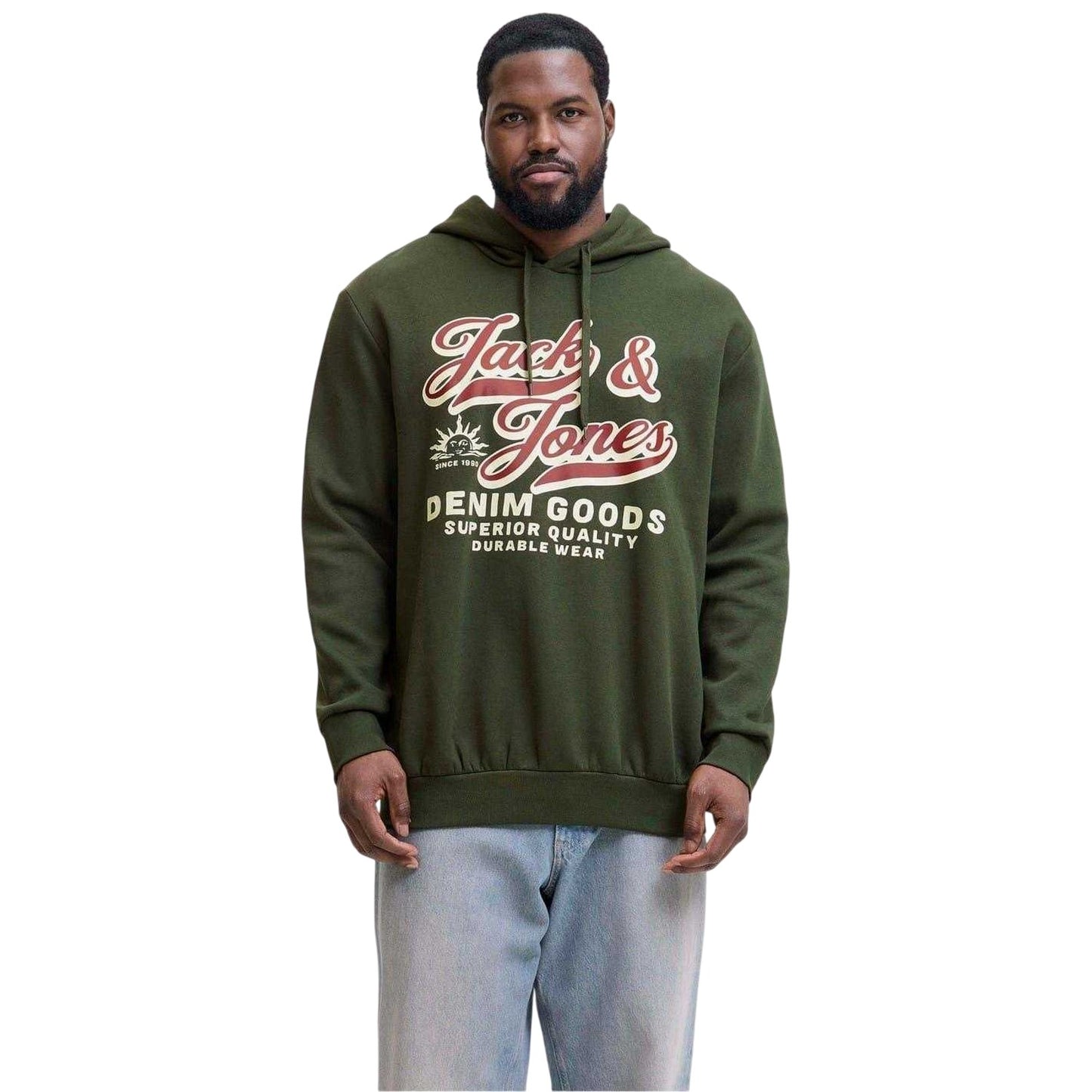 Duffle Bag - Side - Jack And Jones Mens Lettering Logo Long-Sleeved Hoodie