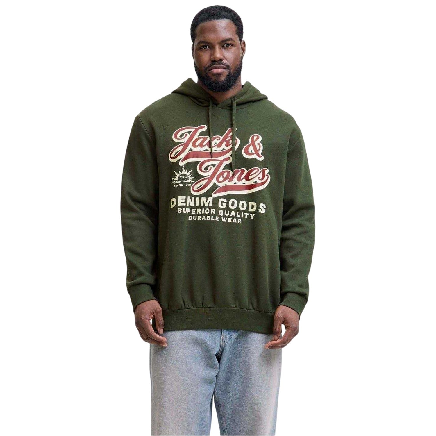 Duffle Bag - Side - Jack And Jones Mens Lettering Logo Long-Sleeved Hoodie