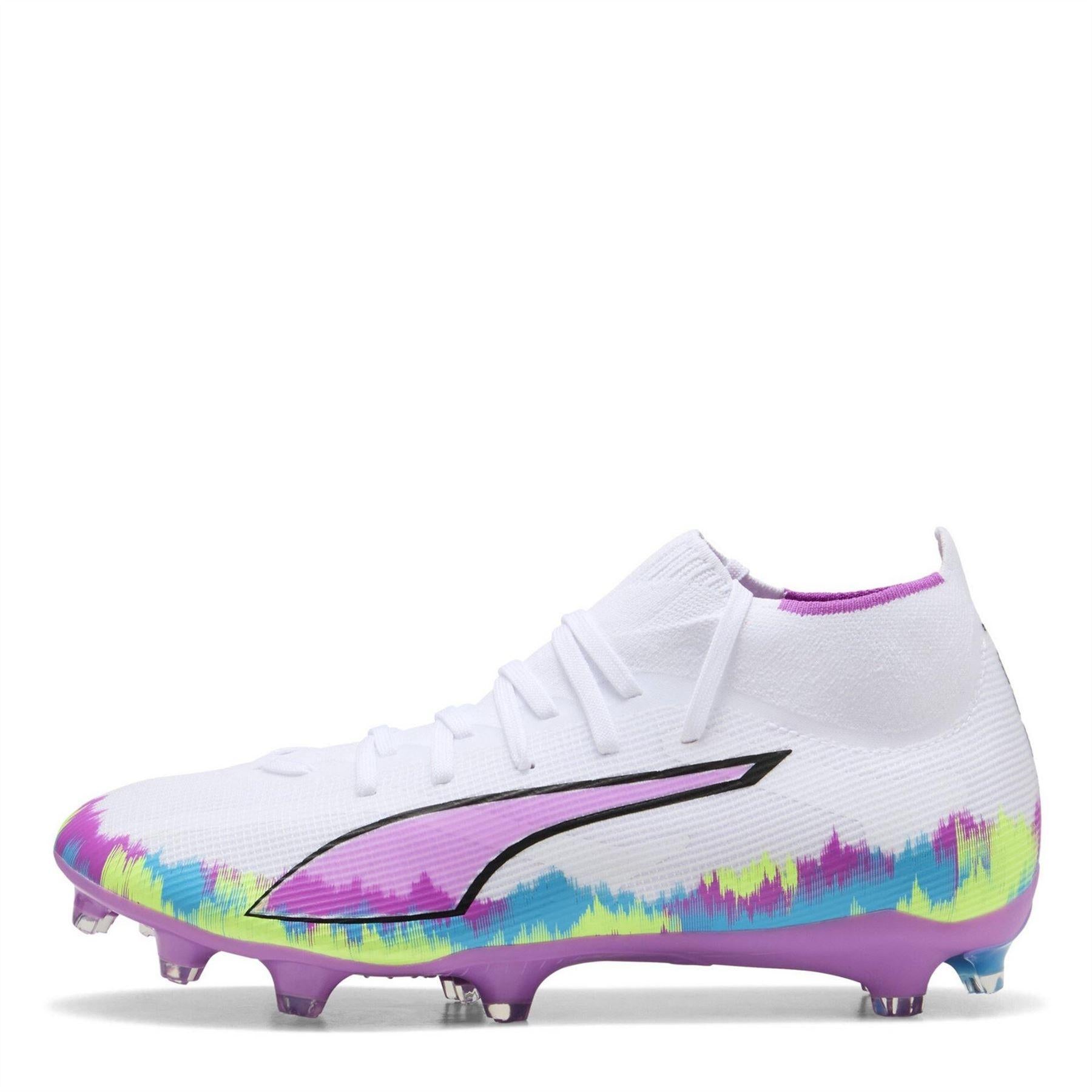 White-Purple - Close up - Puma Womens-Ladies Ultra Match+ Firm Ground Football Boots