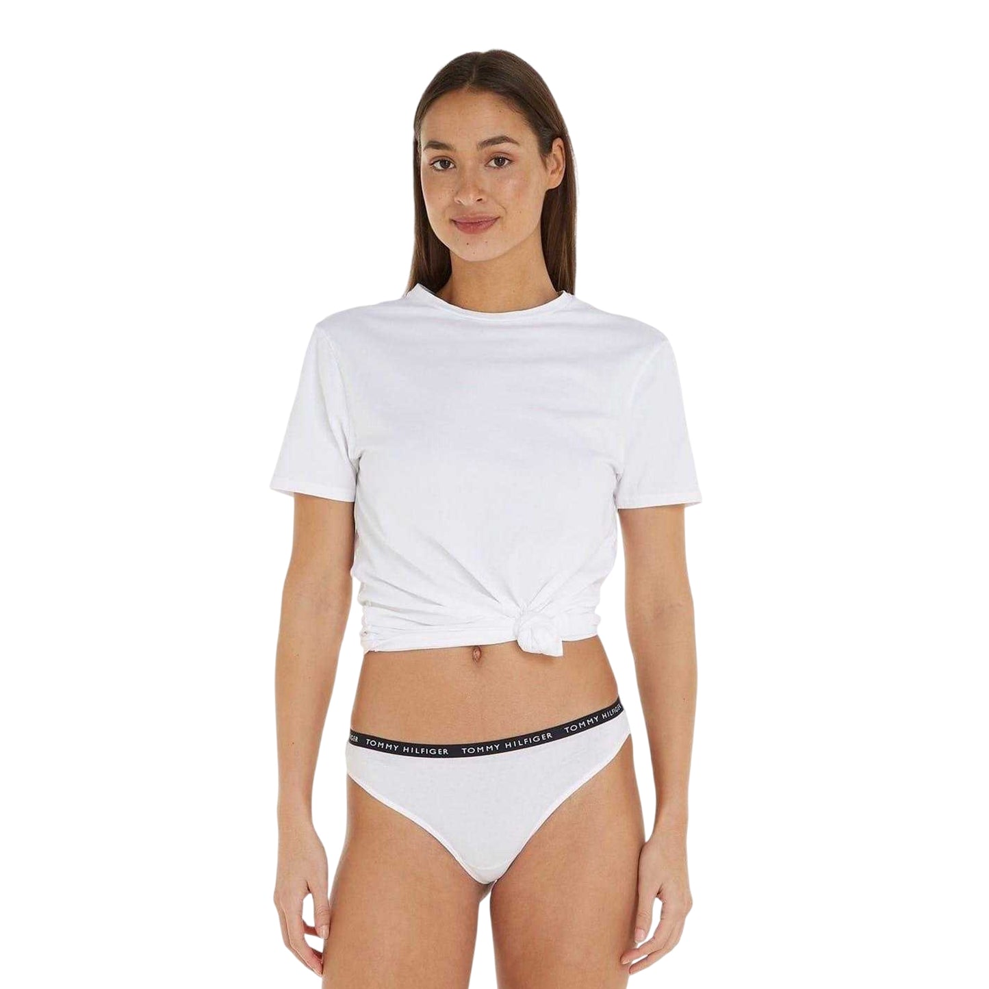 Grey-White-Black - Lifestyle - Tommy Hilfiger Womens-Ladies Logo Cotton Thong (Pack of 3)