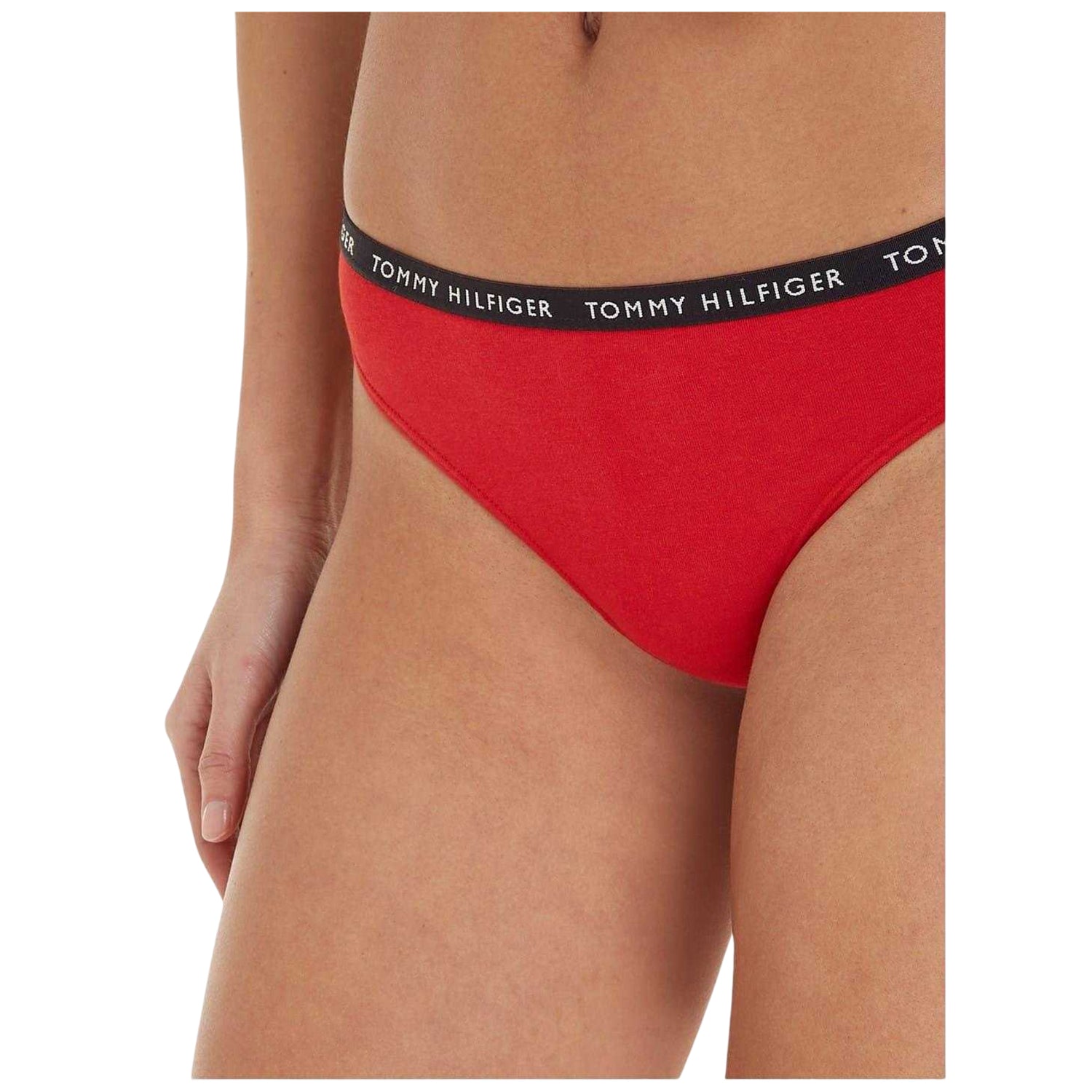 Navy-White-Red - Back - Tommy Hilfiger Womens-Ladies Logo Cotton Thong (Pack of 3)