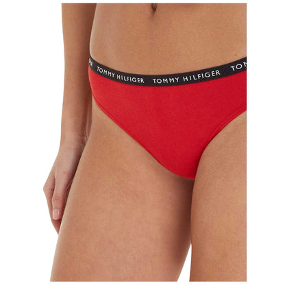 Navy-White-Red - Back - Tommy Hilfiger Womens-Ladies Logo Cotton Thong (Pack of 3)