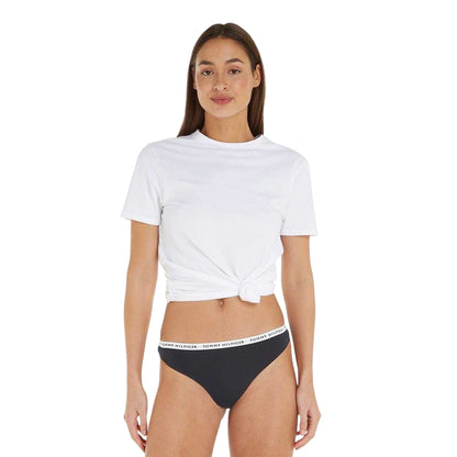 Navy-White-Red - Side - Tommy Hilfiger Womens-Ladies Logo Cotton Thong (Pack of 3)