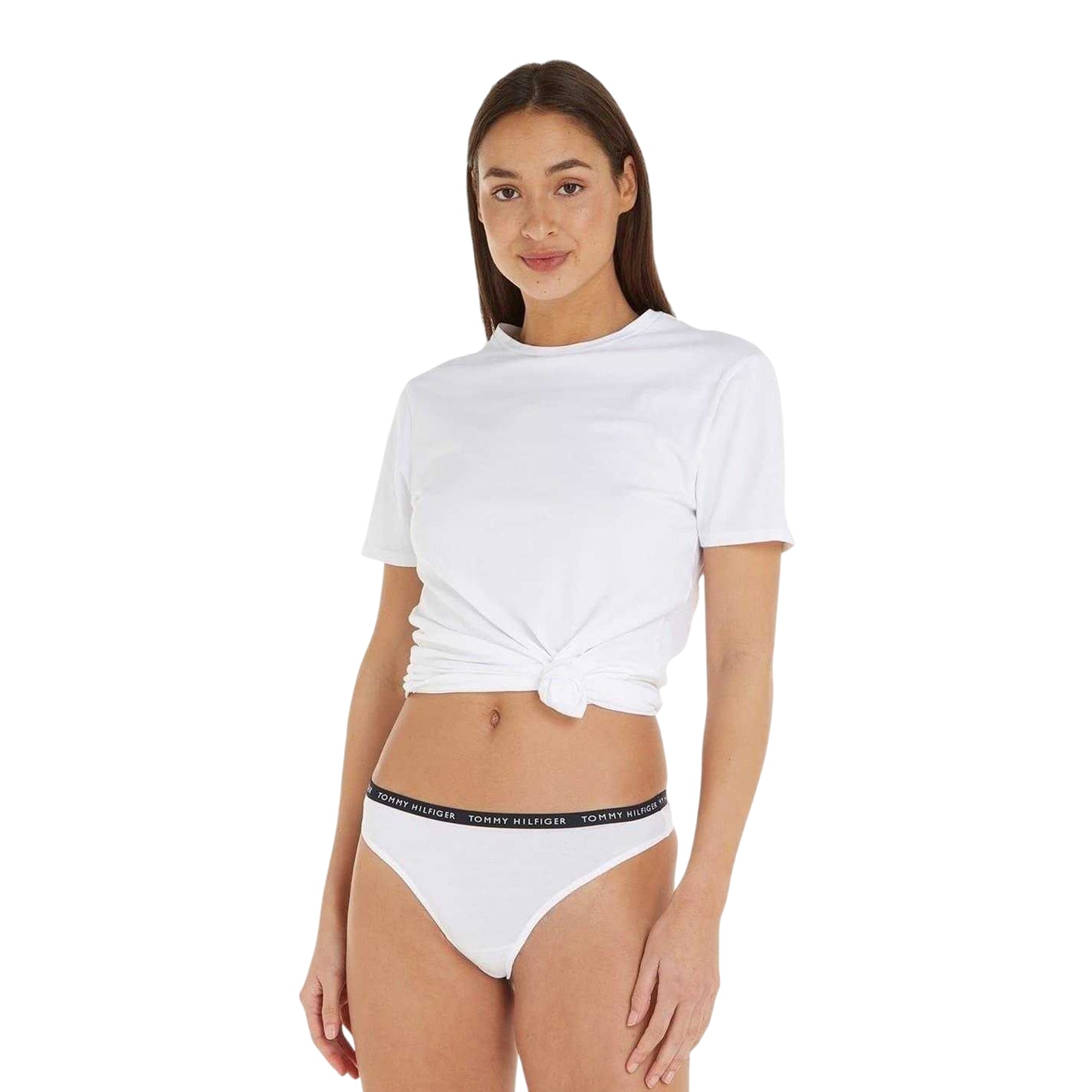 Navy-White-Red - Lifestyle - Tommy Hilfiger Womens-Ladies Logo Cotton Thong (Pack of 3)