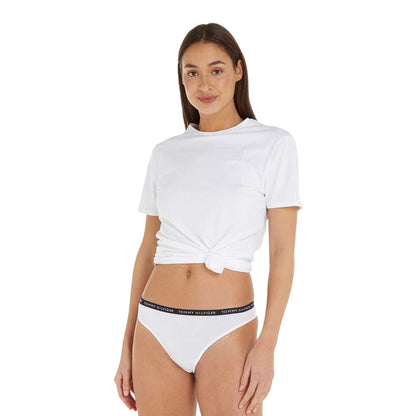 Navy-White-Red - Lifestyle - Tommy Hilfiger Womens-Ladies Logo Cotton Thong (Pack of 3)