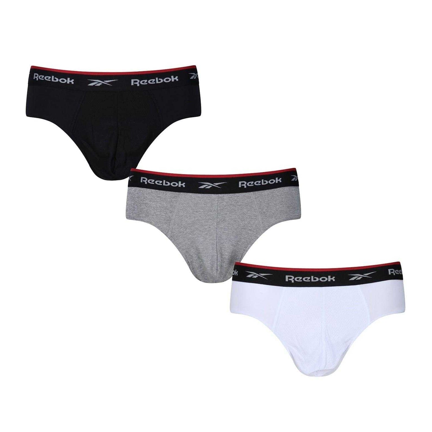 Black-White-Grey - Front - Reebok Mens Wiggins Briefs (Pack of 3)