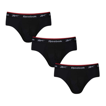 Black - Front - Reebok Mens Wiggins Briefs (Pack of 3)