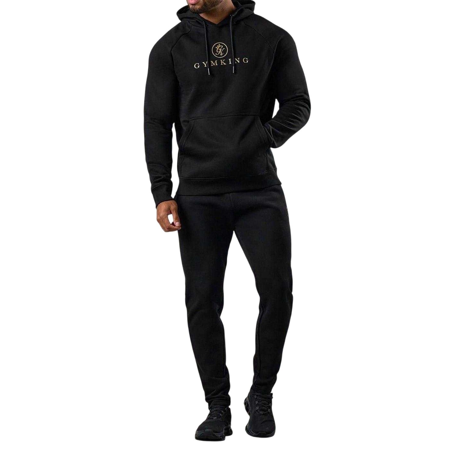 Black-Gold - Lifestyle - Gym King Mens Lettering Raglan Hoodie