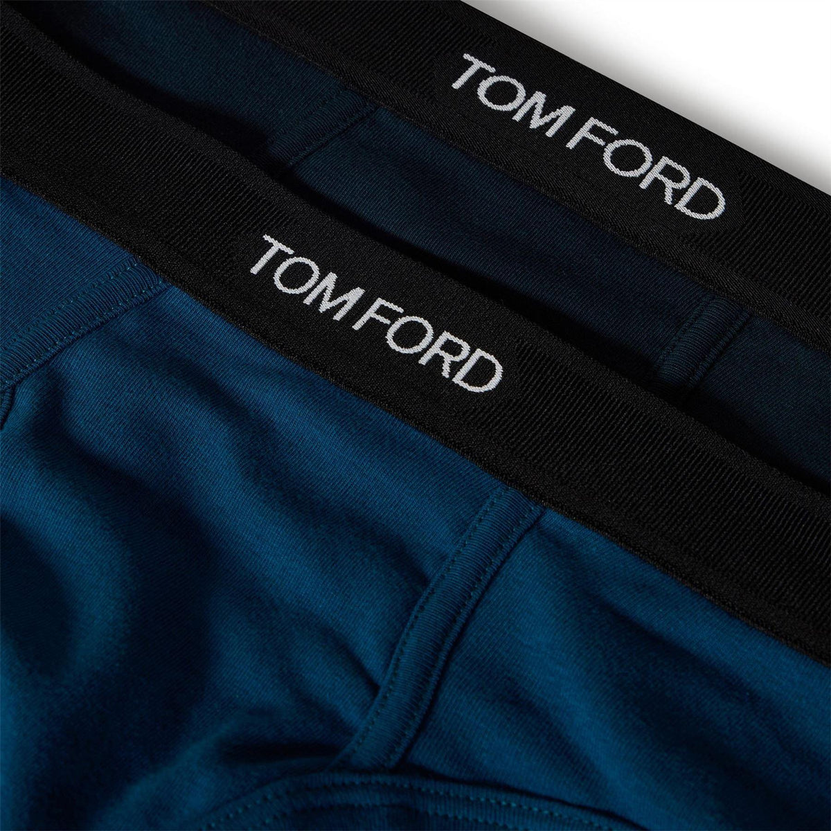 Navy-Ocean - Side - Tom Ford Mens Logo Cotton Briefs (Pack of 2)