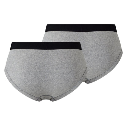 Grey - Back - Tom Ford Mens Logo Cotton Briefs (Pack of 2)