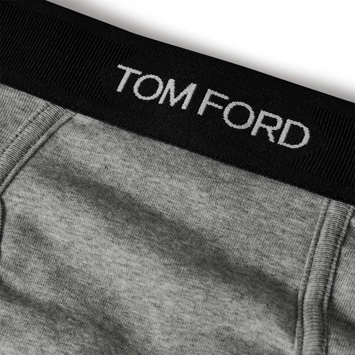 Grey - Side - Tom Ford Mens Logo Cotton Briefs (Pack of 2)