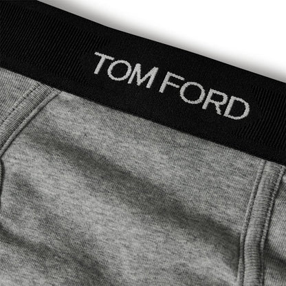 Grey - Side - Tom Ford Mens Logo Cotton Briefs (Pack of 2)