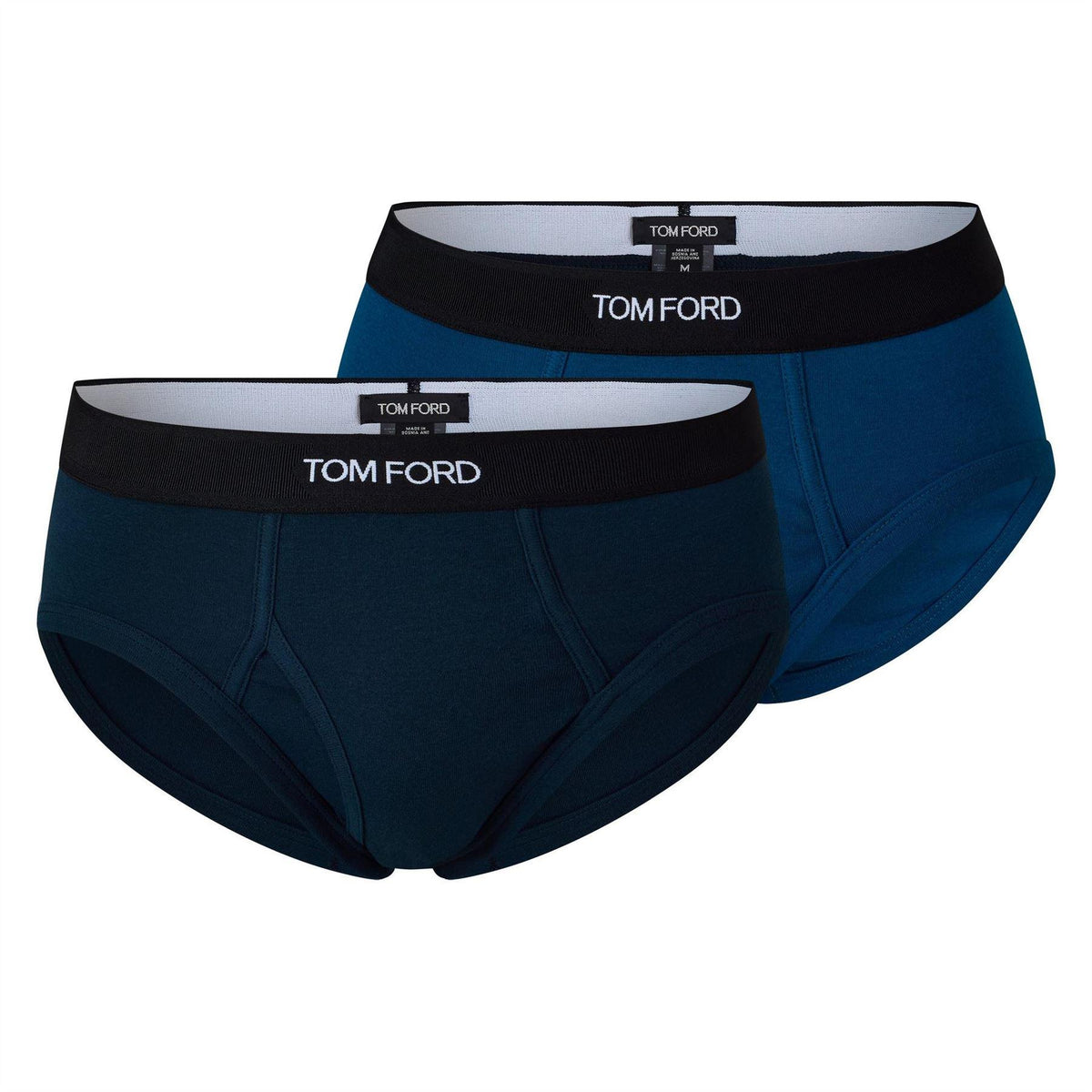 Navy-Ocean - Front - Tom Ford Mens Logo Cotton Briefs (Pack of 2)