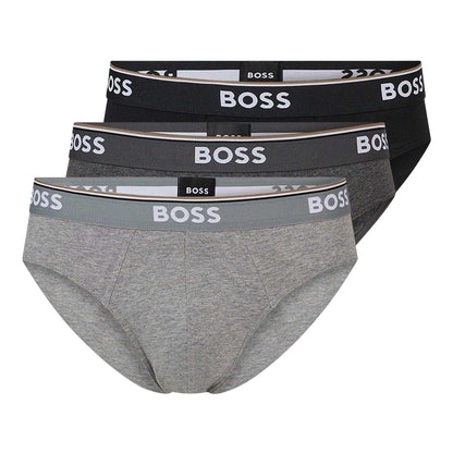 Grey-Dark Grey-Black - Front - Boss Mens Premium Cotton Briefs (Pack of 3)