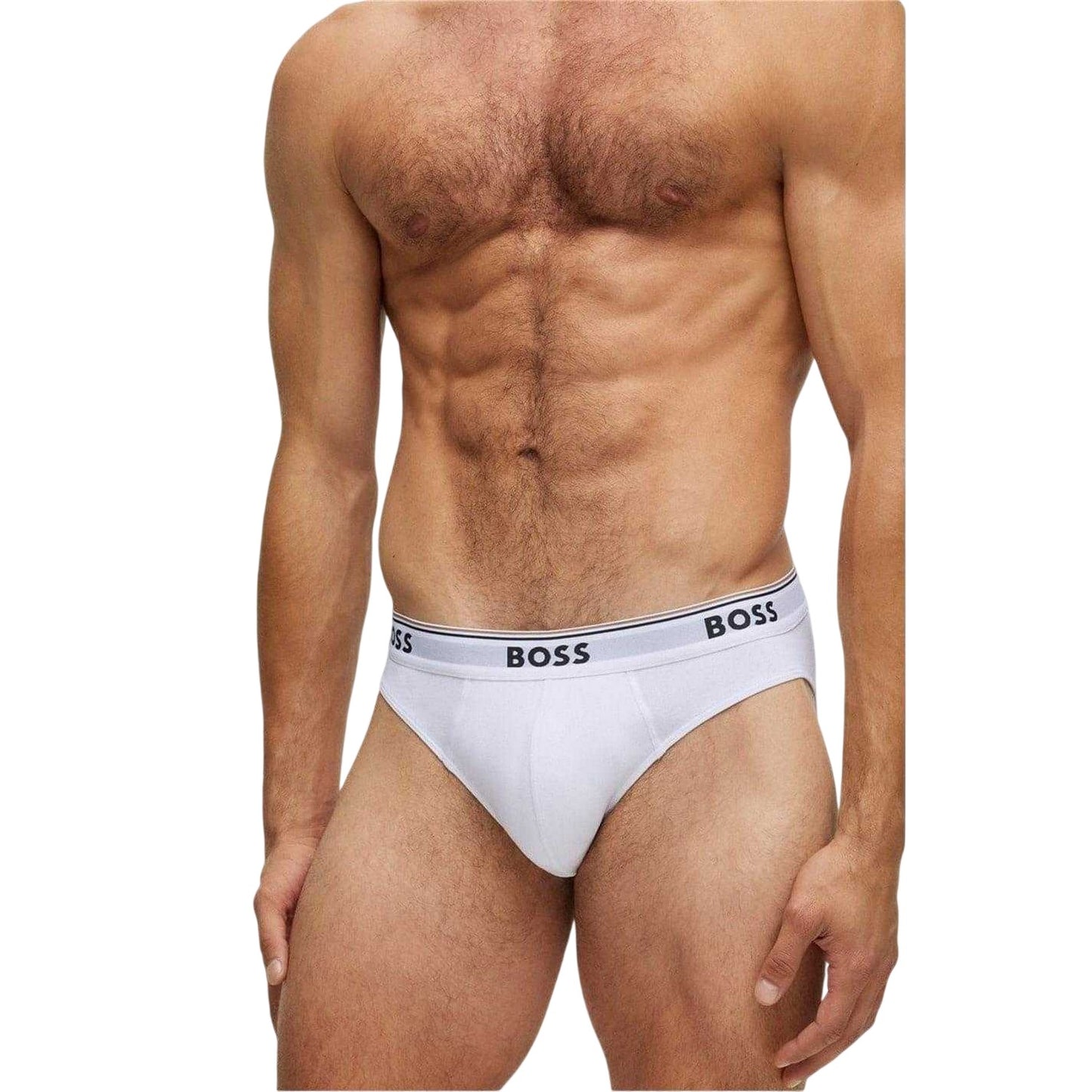 White - Side - Boss Mens Premium Cotton Briefs (Pack of 3)