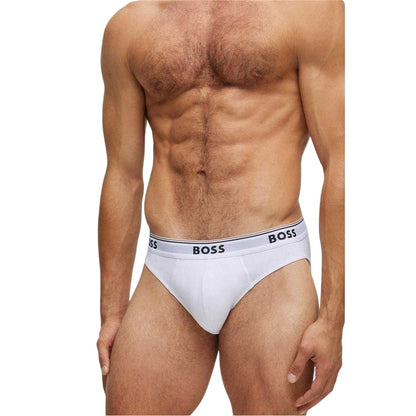 White - Side - Boss Mens Premium Cotton Briefs (Pack of 3)