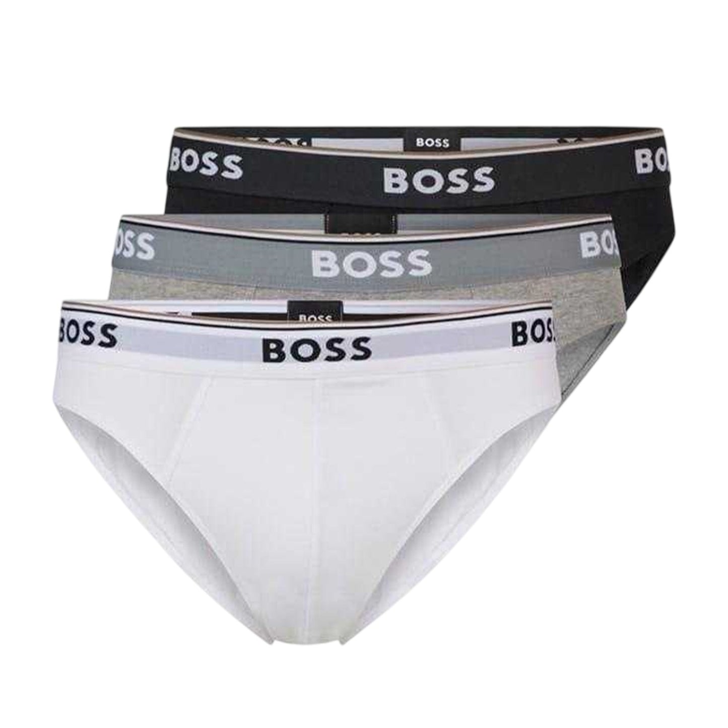 Black-White-Grey - Front - Boss Mens Premium Cotton Briefs (Pack of 3)