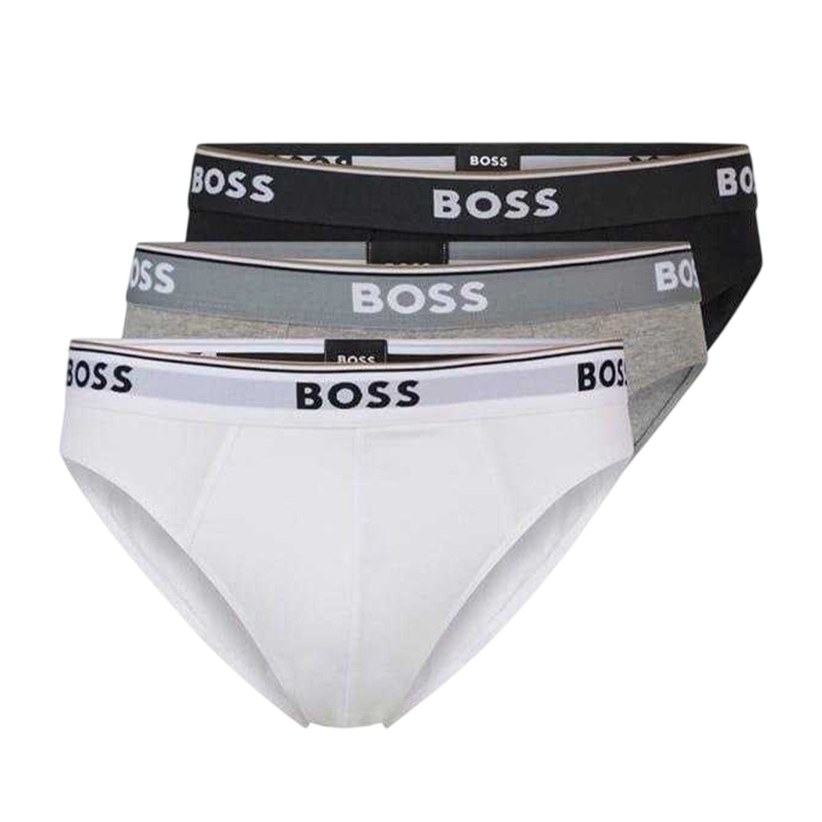 Black-White-Grey - Front - Boss Mens Premium Cotton Briefs (Pack of 3)