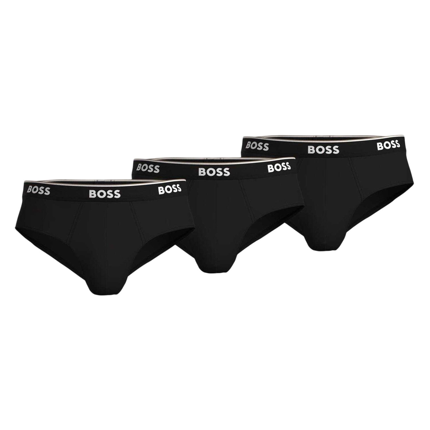 Black - Front - Boss Mens Premium Cotton Briefs (Pack of 3)