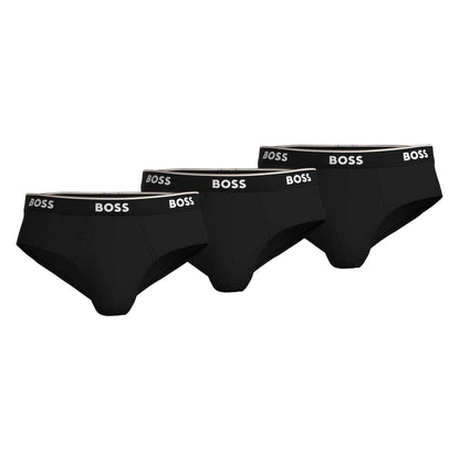 Black - Front - Boss Mens Premium Cotton Briefs (Pack of 3)