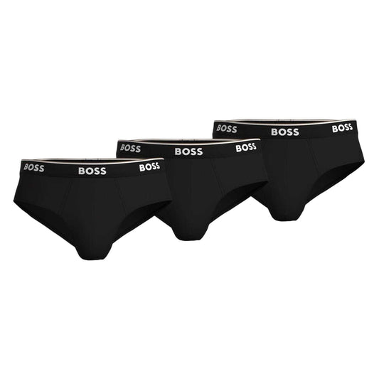 Black - Front - Boss Mens Premium Cotton Briefs (Pack of 3)