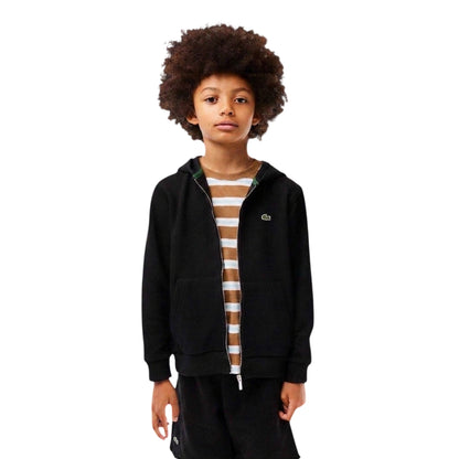 Black - Side - Lacoste Boys Basic Full Zip Hoodie