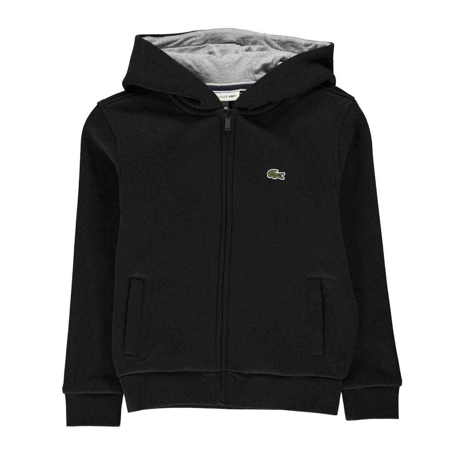 Black - Front - Lacoste Boys Basic Full Zip Hoodie