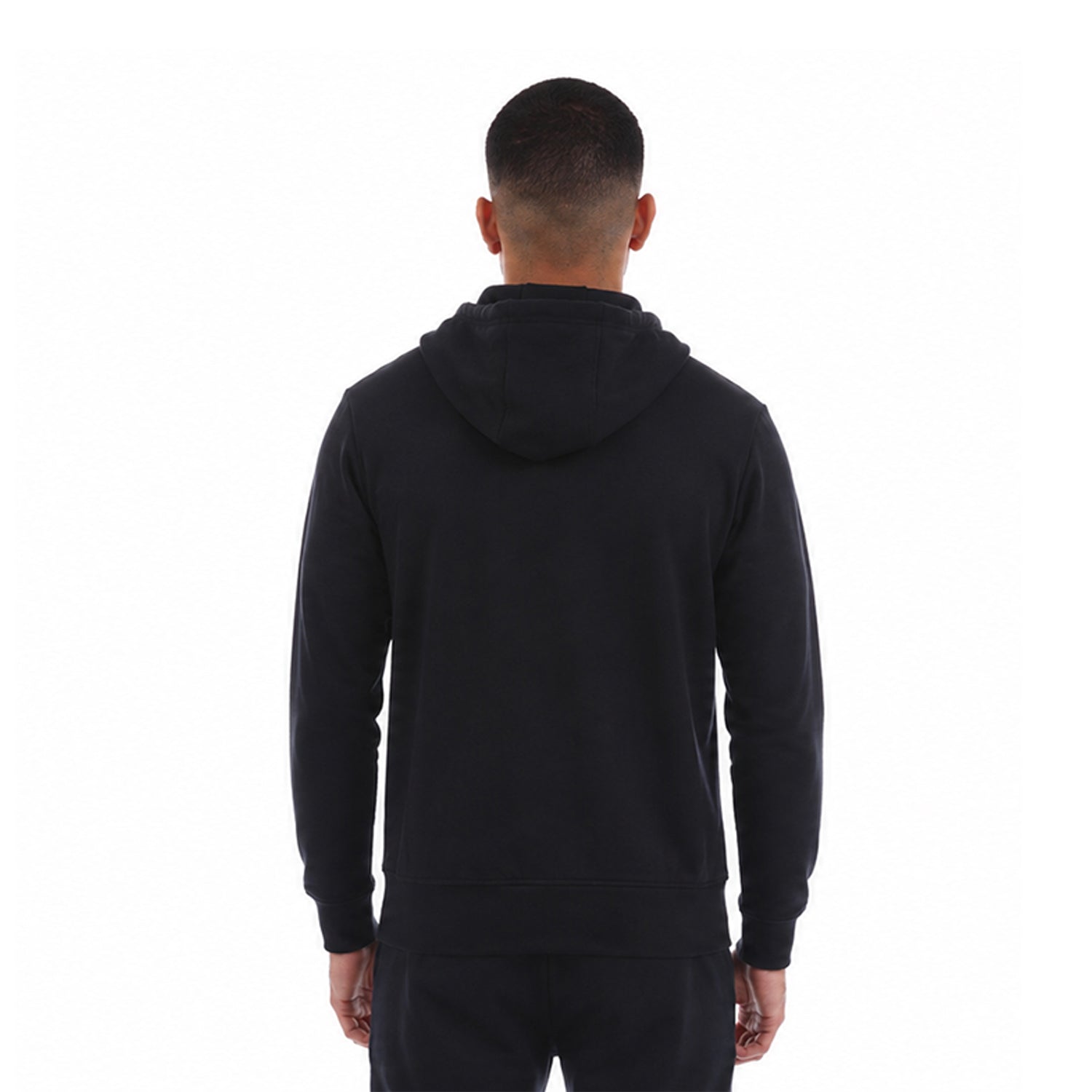 Navy Blue - Back - Emporio Armani EA7 Mens Logo Drawstring Full Zip Hoodie