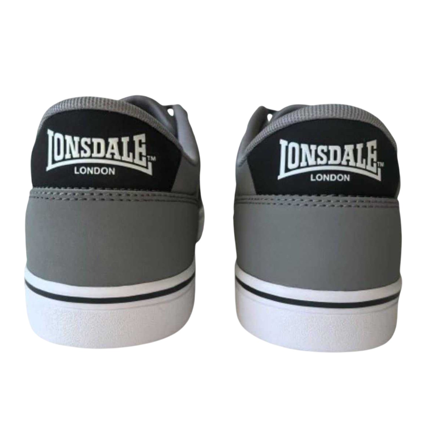 Grey-Black-White - Back - Lonsdale Mens Lace Trainers