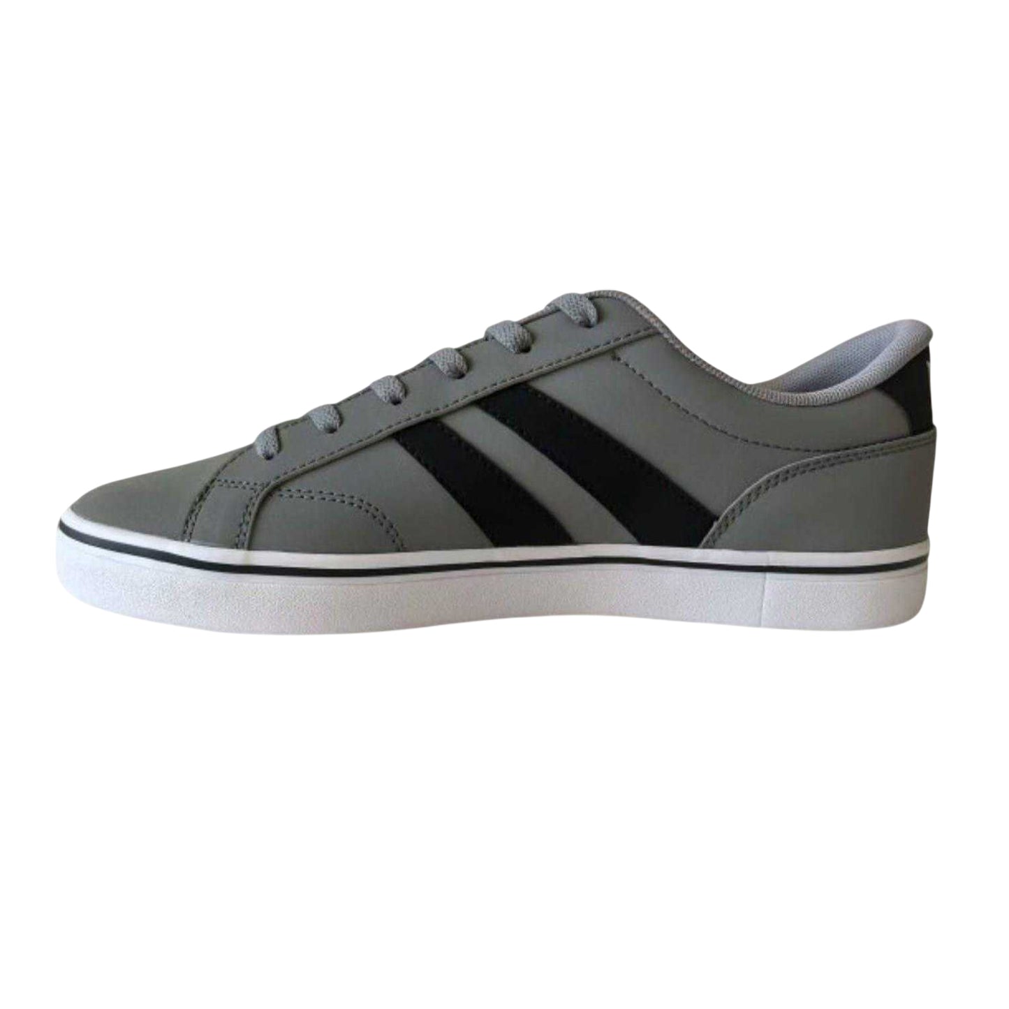 Grey-Black-White - Side - Lonsdale Mens Lace Trainers