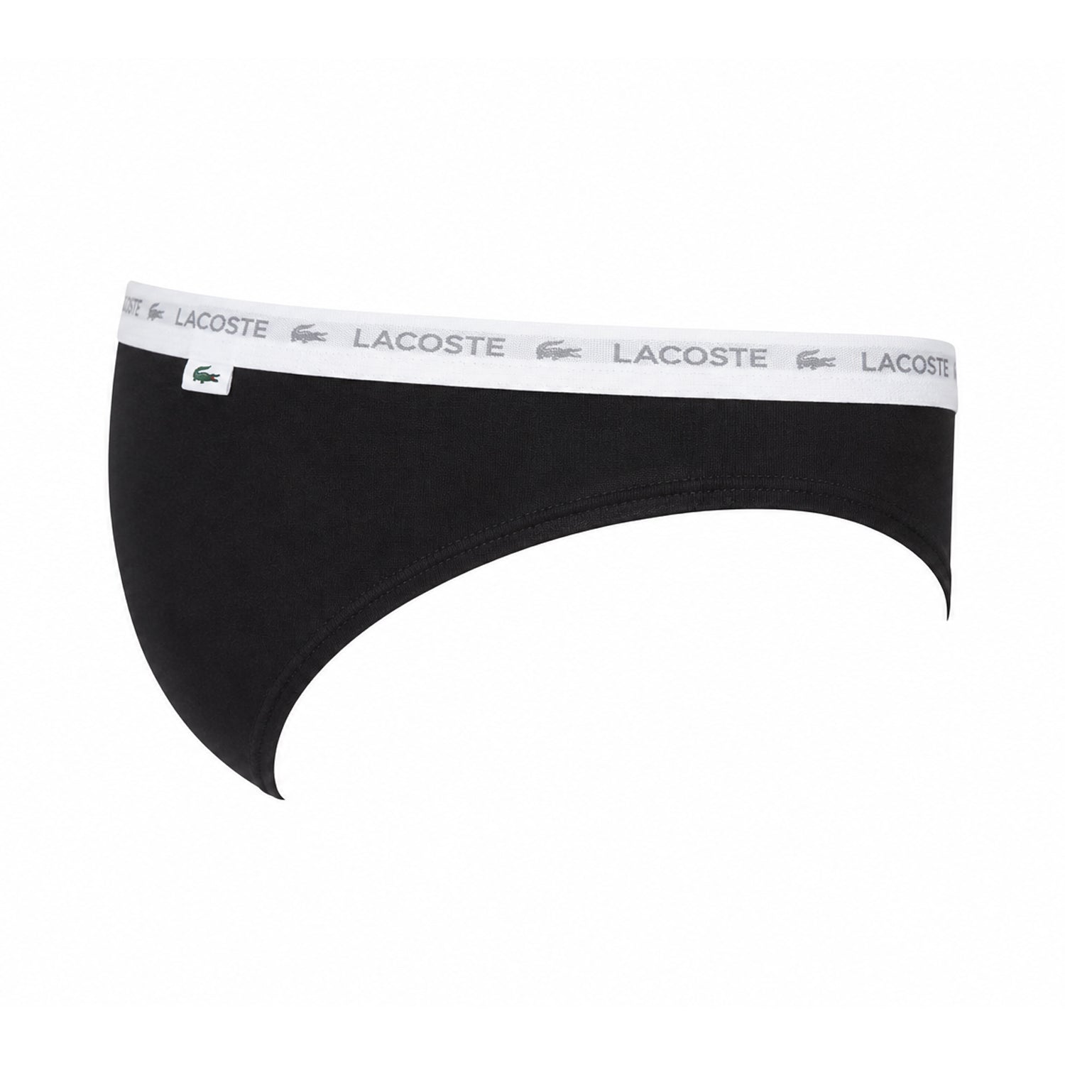 Biscuit-White-Black - Side - Lacoste Womens-Ladies Cotton Blend Briefs (Pack of 3)