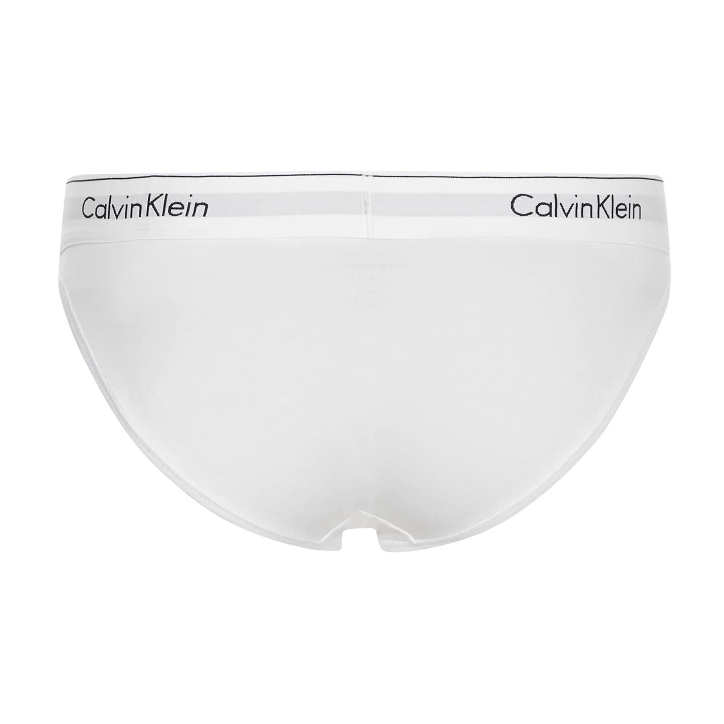 White - Back - Calvin Klein Womens-Ladies Cotton Blend Lightweight Modern Briefs