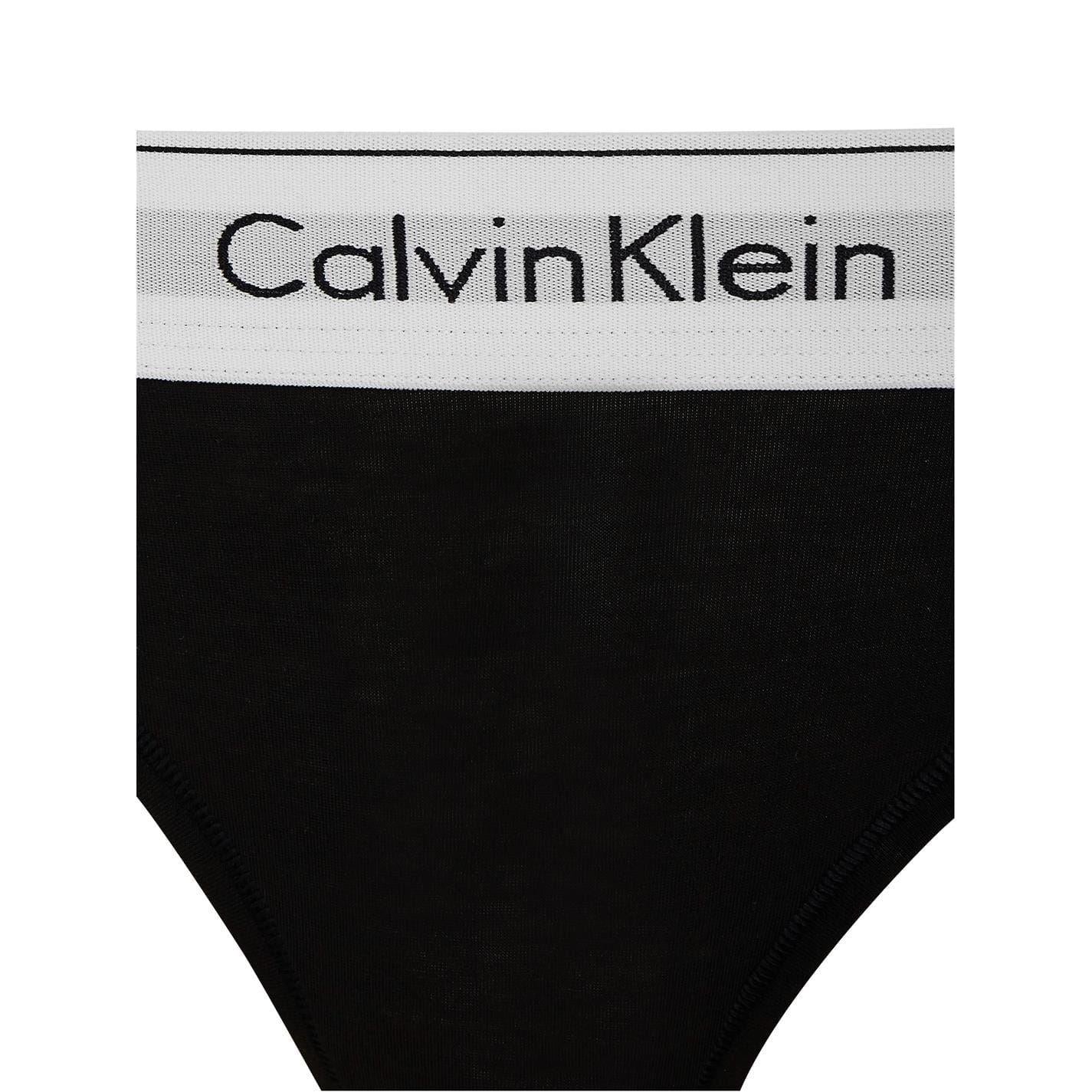 Black - Side - Calvin Klein Womens-Ladies Cotton Blend Lightweight Modern Briefs