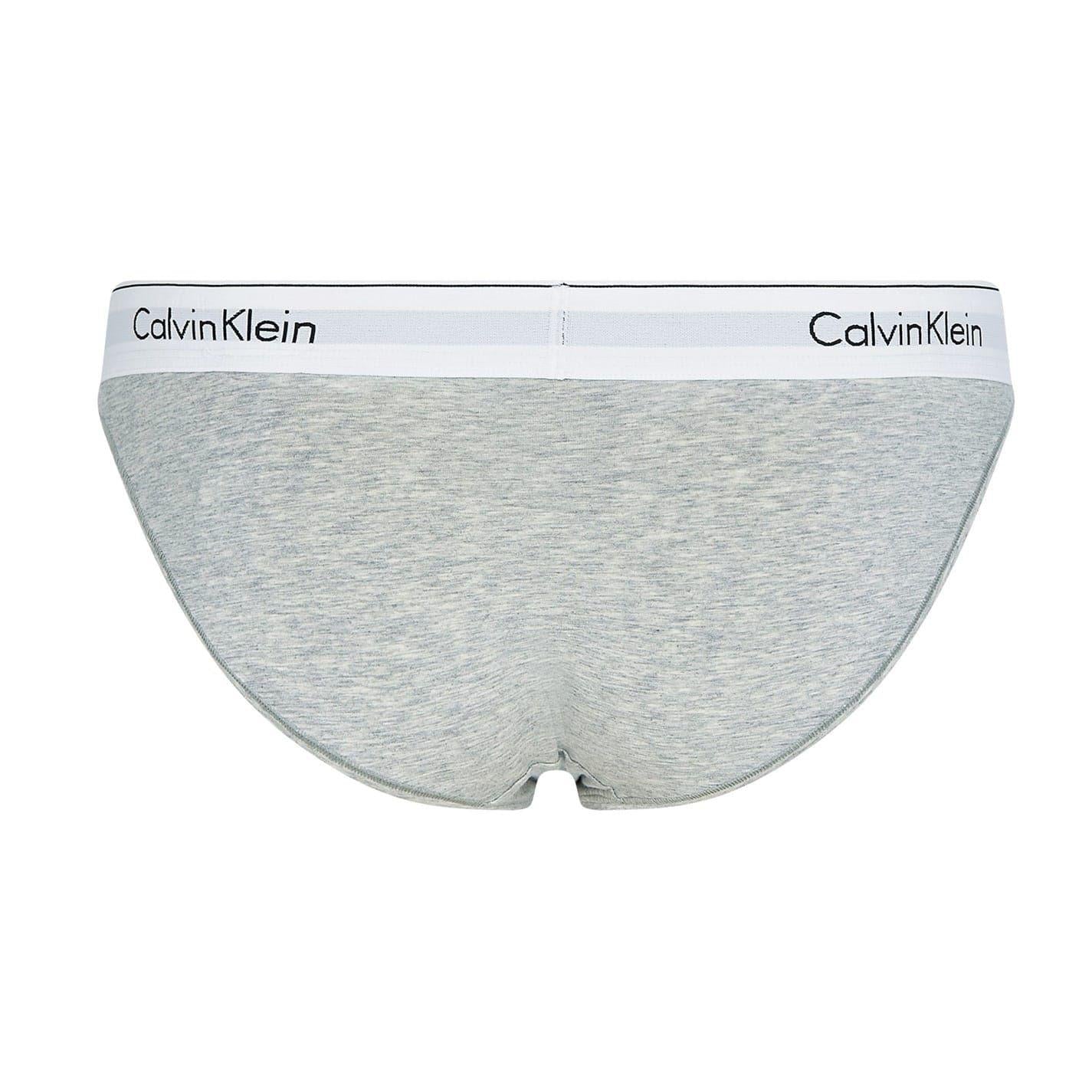 Grey - Back - Calvin Klein Womens-Ladies Cotton Blend Lightweight Modern Briefs
