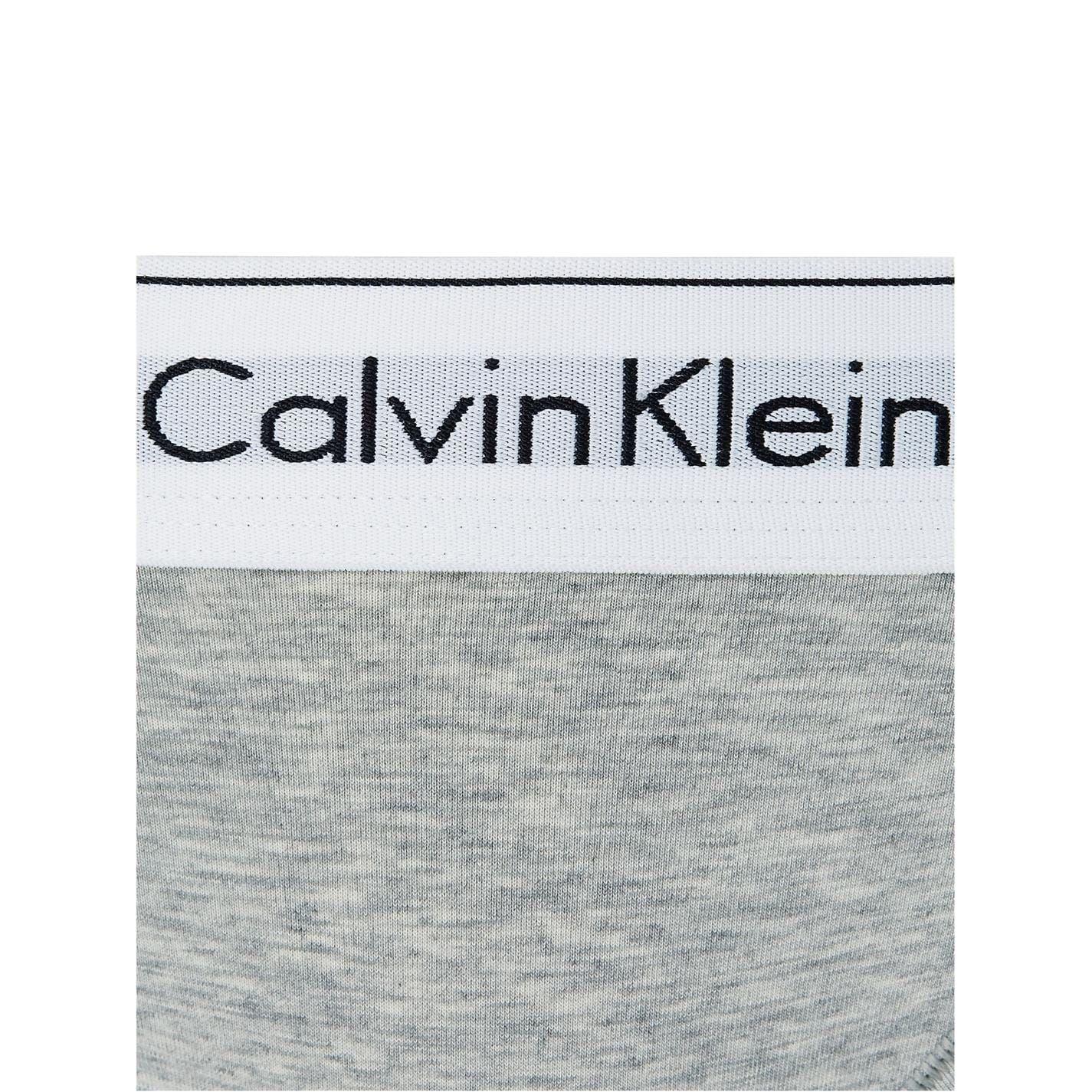 Grey - Side - Calvin Klein Womens-Ladies Cotton Blend Lightweight Modern Briefs