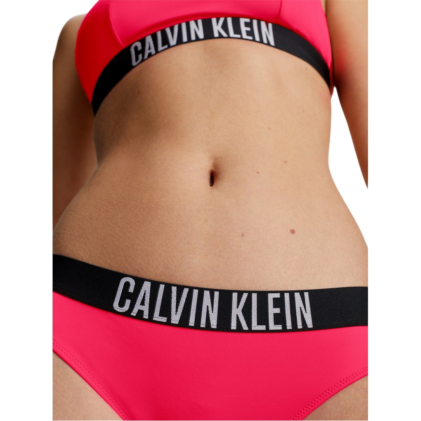 Signal Red - Side - Calvin Klein Womens-Ladies Logo Bikini Bottoms