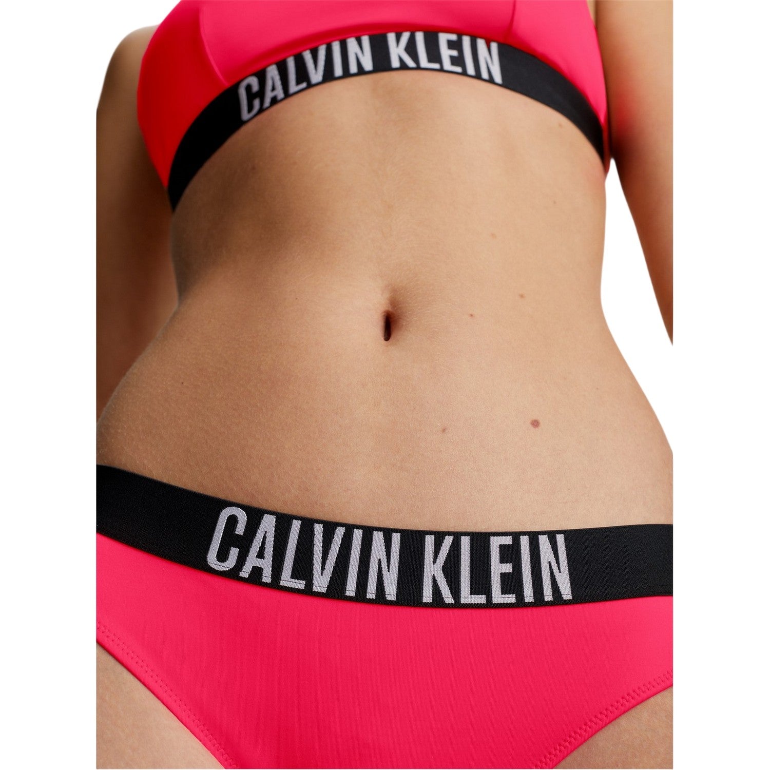 Signal Red - Side - Calvin Klein Womens-Ladies Logo Bikini Bottoms