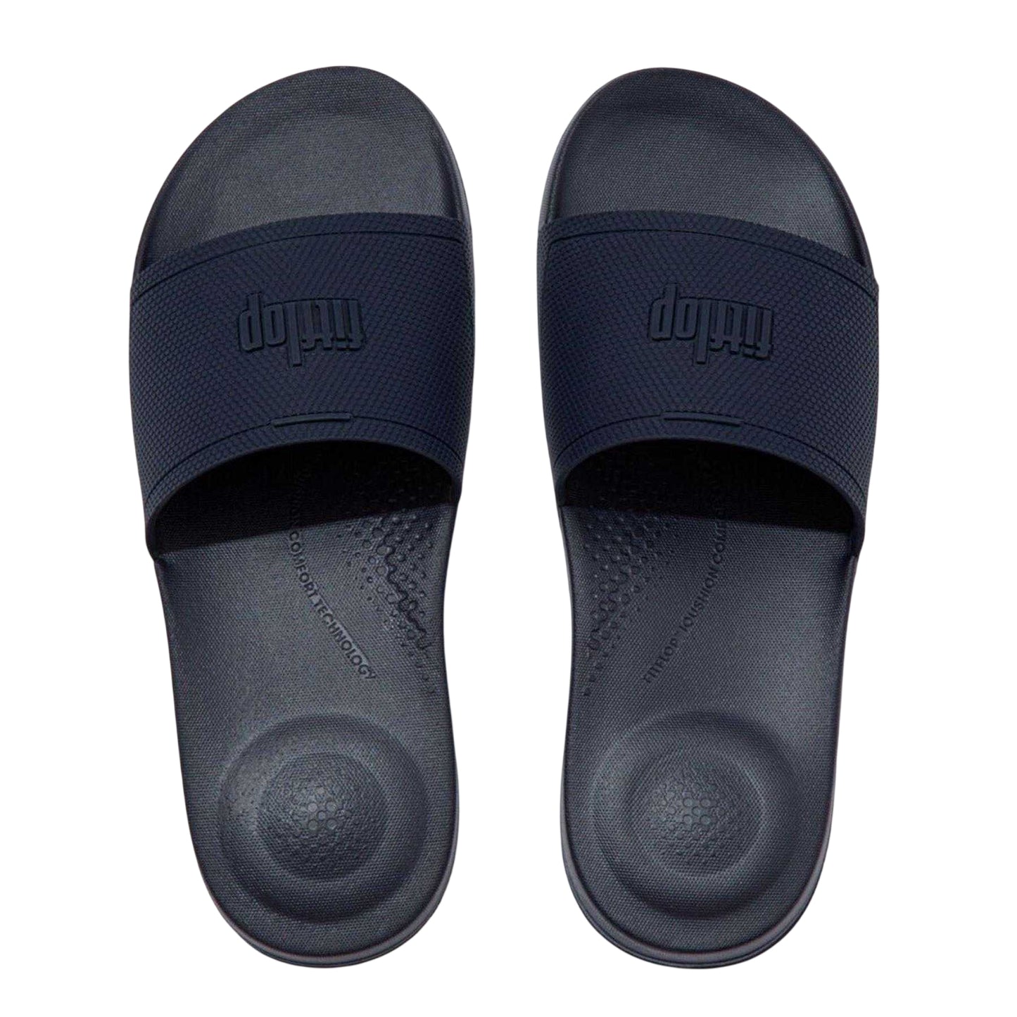 Navy - Back - FitFlop Mens Godan Honeycomb Sliders
