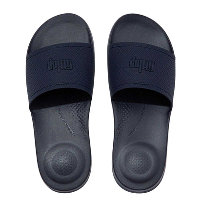 Navy - Back - FitFlop Mens Godan Honeycomb Sliders