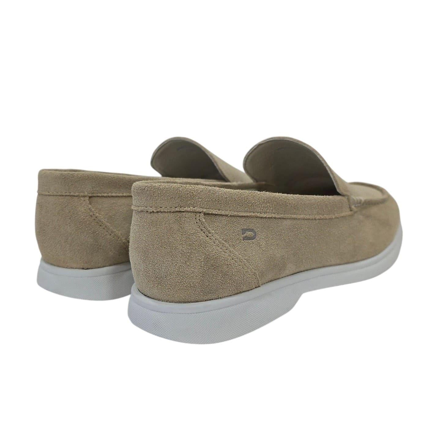 Almond - Back - Nicholas Deakins Mens Francis Suede Slip-on Loafers