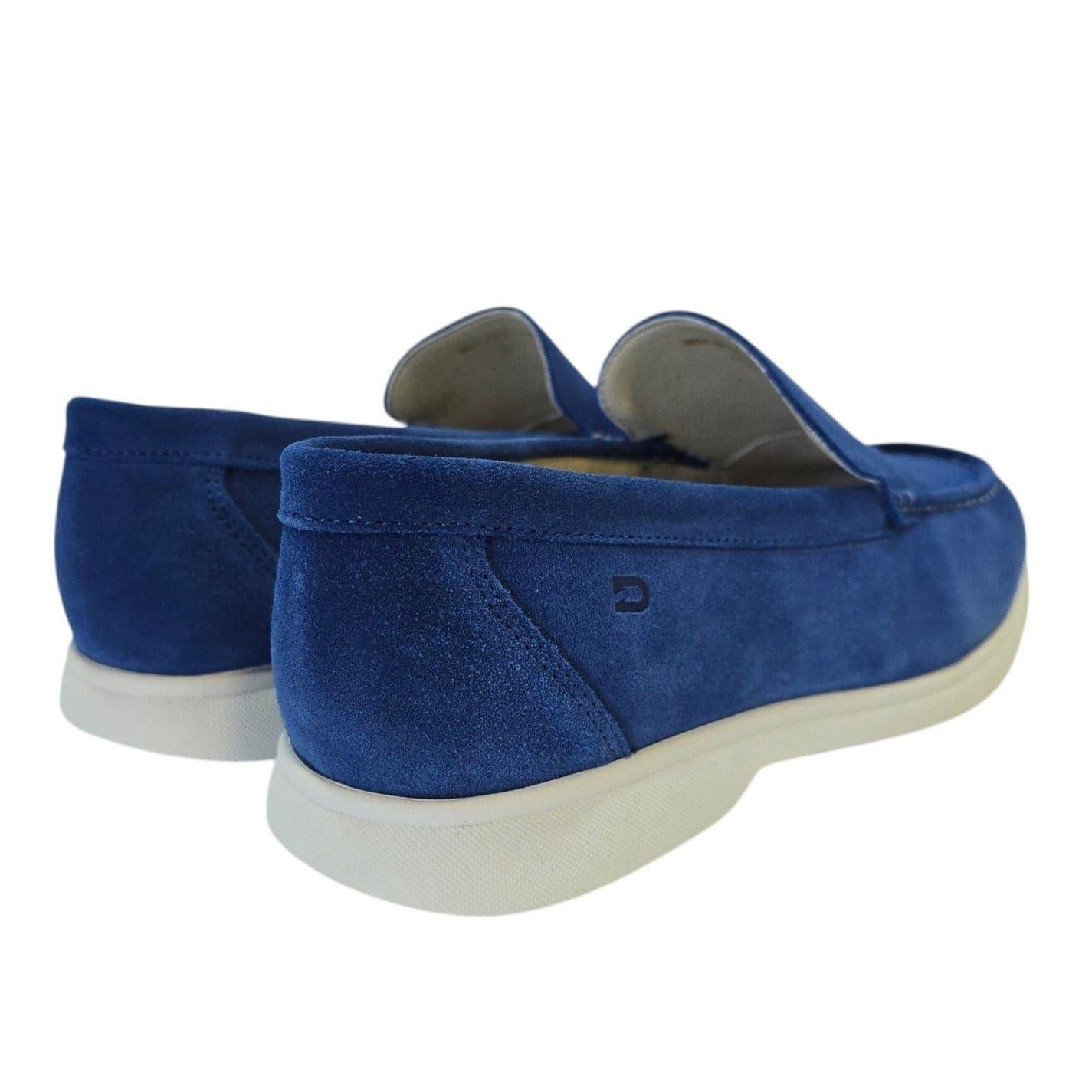 Blue - Back - Nicholas Deakins Mens Francis Suede Slip-on Loafers