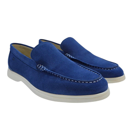 Blue - Pack Shot - Nicholas Deakins Mens Francis Suede Slip-on Loafers